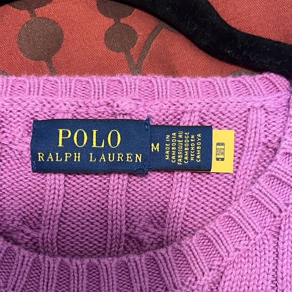 Polo by Ralph Lauren Women's Vibrant Purple Cable Knit 100% Cotton Sweater SizeM - Picture 2 of 4